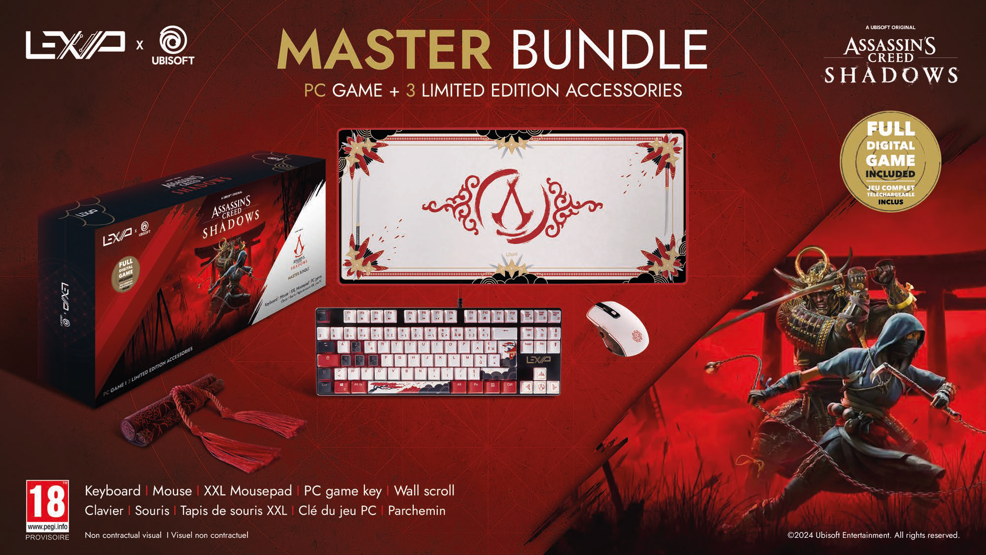 Bundle Assassin's Creed MASTER - Tapis XXL, clavier, souris + jeu PC